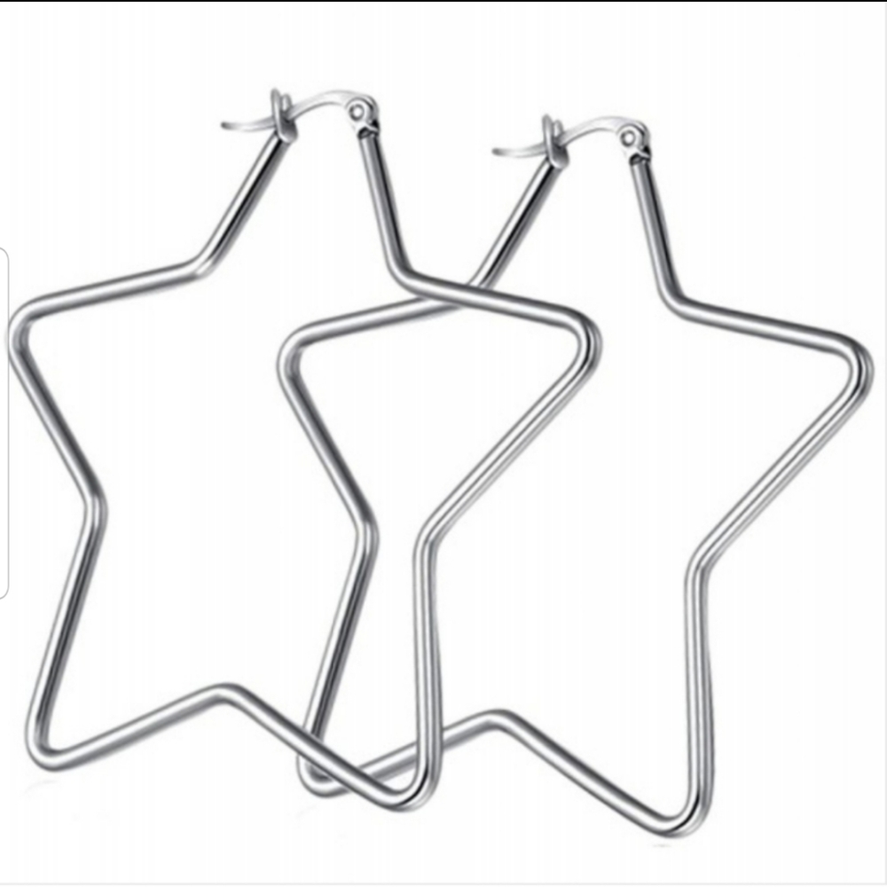 🔴🆕️ Star Earrings Hoops - Picture 3 of 11